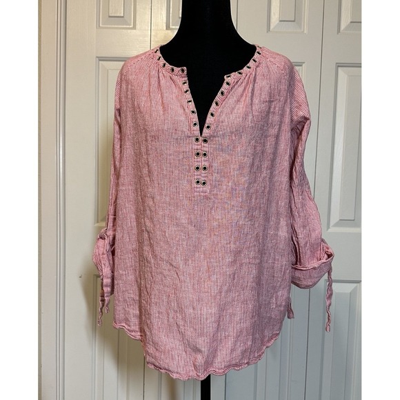 Michael Kors Womans Striped Linen Blend Tunic Top Size Small - Picture 1 of 6